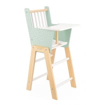 Chaise haute zen en bois poupee - janod - j05901 - accessoire repas poupon