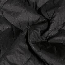 Tissu Matelassé Pailleté argenté Coeurs Noir