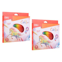 Lot de 2 boîtes de 18 feutres de coloriage - DELI ColoRun - Pointe ogive 2,0 mm - Encre lavable - Multicolore