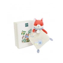 Doudou plat hochet billes - Renard Romarin - 21 cm