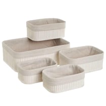 Lot de 5 boites de rangement en bambou blanches