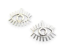2 Breloques Oeil porte-bonheur 26*22mm argent vieilli