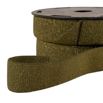 Elastique boxer métallisé vert kaki/or 32mm au mètre