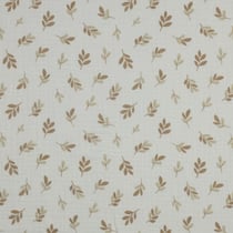 Tissu Double gaze de Coton feuilles Foliette brunes sur fond Blanc cassé - Au mètre
