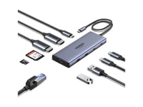 hub usb-c 10-en-1 ugreen cm639 – station d'accueil avec 2 hdmi, rj45 ethernet, usb, lecteur sd/tf et power delivery 100w