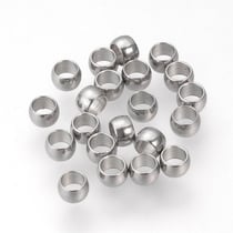 50 Perles d'espacement perles intercalaires en acier inoxydable 304 argenté 3 x 2 mm - creation