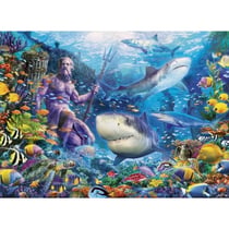 Puzzle océan les requins le roi de la mer dauphins sur le récif de corail 500 pièces - ravensburger - 150397