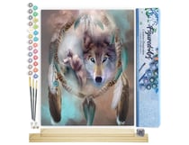 Peinture par Numéro Figured'Art - Loups et Plumes - Kit de Loisir Créatif DIY Numéro d'Art Complet - 40x50cm toile roulée + châssis en bois à monter