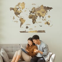 Carte du Monde en Bois 3D CREATIFWOOD Multicolor, M (100 x 70 cm) - Décoration Murale