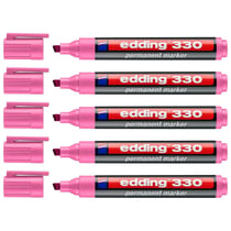 Lot de 5 marqueurs permanents - EDDING - Pointe biseau 1-5 mm - Rose