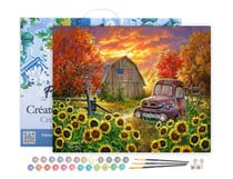 Peinture par Numéro Figured'Art avec Cadre - Tournesols devant la grange - Kit de Loisir Créatif DIY Numéro d'Art - 40x50cm toile tendue sur châssis