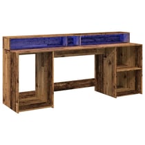 Bureau table poste de travail meuble d'ordinateur informatique étude avec lumières LED