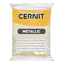 Pâte polymère - Opaque - A cuire - Pâte à modeler - Jaune - Bloc de 56g - Cernit - Metallic