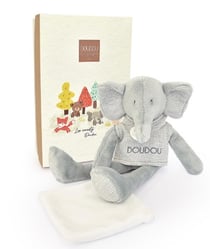 Doudou elephant gris avec mouchoir – sweety – 25 cm - Doudou et Compagnie - Jaune