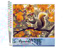 Peinture par Numéro Figured'Art - Écureuil en Automne - Kit de Loisir Créatif DIY Numéro d'Art Complet - 40x50cm sans châssis en bois