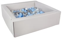 Piscine à balles carrée avec 200 balles - gris/perle, transparent, bleu clair, argent