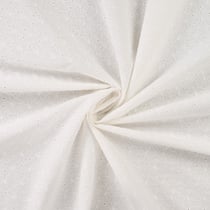 Tissu Coton brodé ajouré Fleuris sur fond Blanc cassé