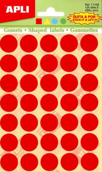 Gommettes formes géométriques enlevables jaune, bleu, rouge et vert 12 feuilles