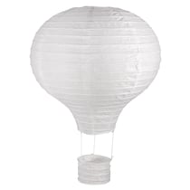 Lampion de papier Montgolfière, 30cm ø, blanc, 40cm, av. châssis métallique, 1 pces