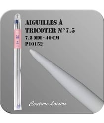 Aiguilles à Tricoter de 40cm en plastique n°6,5 à n°20 - Distrifil taille n°7,5