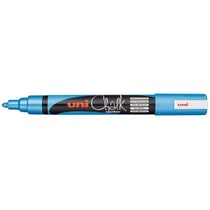 Lot de 6 marqueurs craie UNI-BALL Chalk PWE5M - Pointe ronde 1,8 mm - 2,5 mm - Bleu métallique