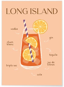 Affiche Cocktail Long Island 2 | A3 : 29,7x42cm