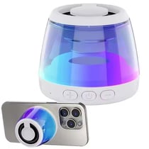 Mini Enceinte Bluetooth RGB Son 360° Support Téléphone Compact et Puissant Blanc YONIS