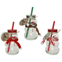 Chope Verre Bonhomme Neige Echarpe Rouge