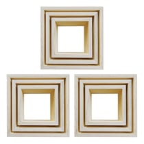 3 blocs de 3 petites étagères carrées en bois 22, 18 et 14 cm