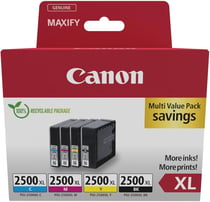 Cartouche d'encre Canon PGI-2500XL - Pack de 4 - Noir, Cyan, Magenta, Jaune - XL