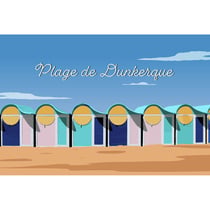 Tableau mural encadré illustration plage de Dunkerque 65x97 cm