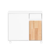 SoBuy ASK04-WN Caisson de Bureau à Roulettes, Support Imprimante Roulant, Organiseur Bureau, Meuble de Rangement Bureau, Caisson de Rangement avec Tiroirs