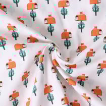 Tissu Coton imprimé Lioren boites aux lettres de Noël sur fond Blanc - Au mètre