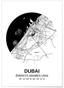 Affiche Carte Dubai | A3 : 29,7x42cm