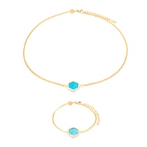 Collier et bracelet Hexalia en pierres Turquoise