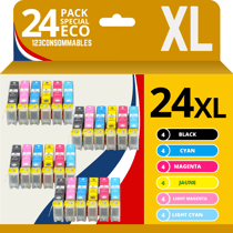 123CONSOMMABLES - 24XL - Cartouches d'encre Compatible pour Epson Expression Home XP-850 XP-750 XP-950 XP-55 XP-860 XP-760 XP-960 (4 BK / 4 C / 4 M / 4 Y / 4PC / 4PM) - 123CONSOMMABLES