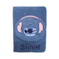 Carnet de Notes Stitch Disney Fourrure Bleue et Poche Avant Zippée