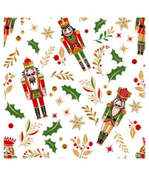 Tissu Noël coton casse noisette de 150 cm de largeur 0001 Blanc vendu par 50 cm