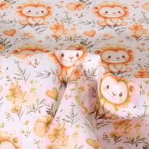 Tissu Coton imprimé digital Leo animaux sur fond Blanc