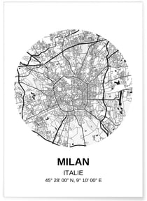 Affiche Carte Milan | A3 : 29,7x42cm
