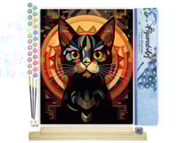 Peinture par Numéro Figured'Art - Chat noir Art Déco - Kit de Loisir Créatif DIY Numéro d'Art Complet - 40x50cm toile roulée + châssis en bois à monter