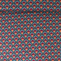 Tissu Viscose extensible Cléa œil de paon Bordeaux sur fond Noir profond