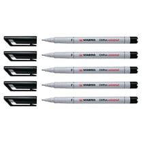 Lot de 5 feutres pour transparent OHPen encre soluble pointe fine - STABILO - Noir