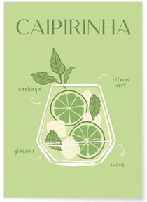 Affiche Cocktail Caipirinha 2 | A3 : 29,7x42cm