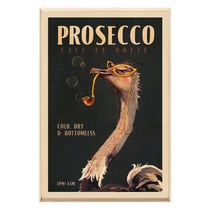Tableau mural encadré autruche prosecco vintage 80x120 cm