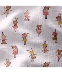 Tissu enfant coton double gaze souris danseuse de 130 CM de largeur 00 Rose vendu par 50 cm