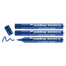 Lot de 3 marqueurs permanents pointe ogive - EDDING - Encre indélébile sans solvant - Bleu