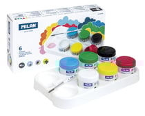 Boîte 6 pots 40 ml de gouache de couleur avec pinceau