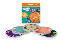 Timio: DISQUES pour lecteur éducatif d'audio et de musique SET 1 13,40x14,5x2,5cm, comptines vol.1, instruments de musique, parties du corps,  couleurs et animaux sauvages, en 8 langues: anglais, espagnol, français, allemand, néerlandais, chinois, italien