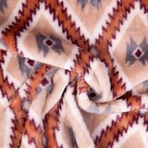 Tissu Doudou imprimé motif esprit ethnique sur fond Beige sable